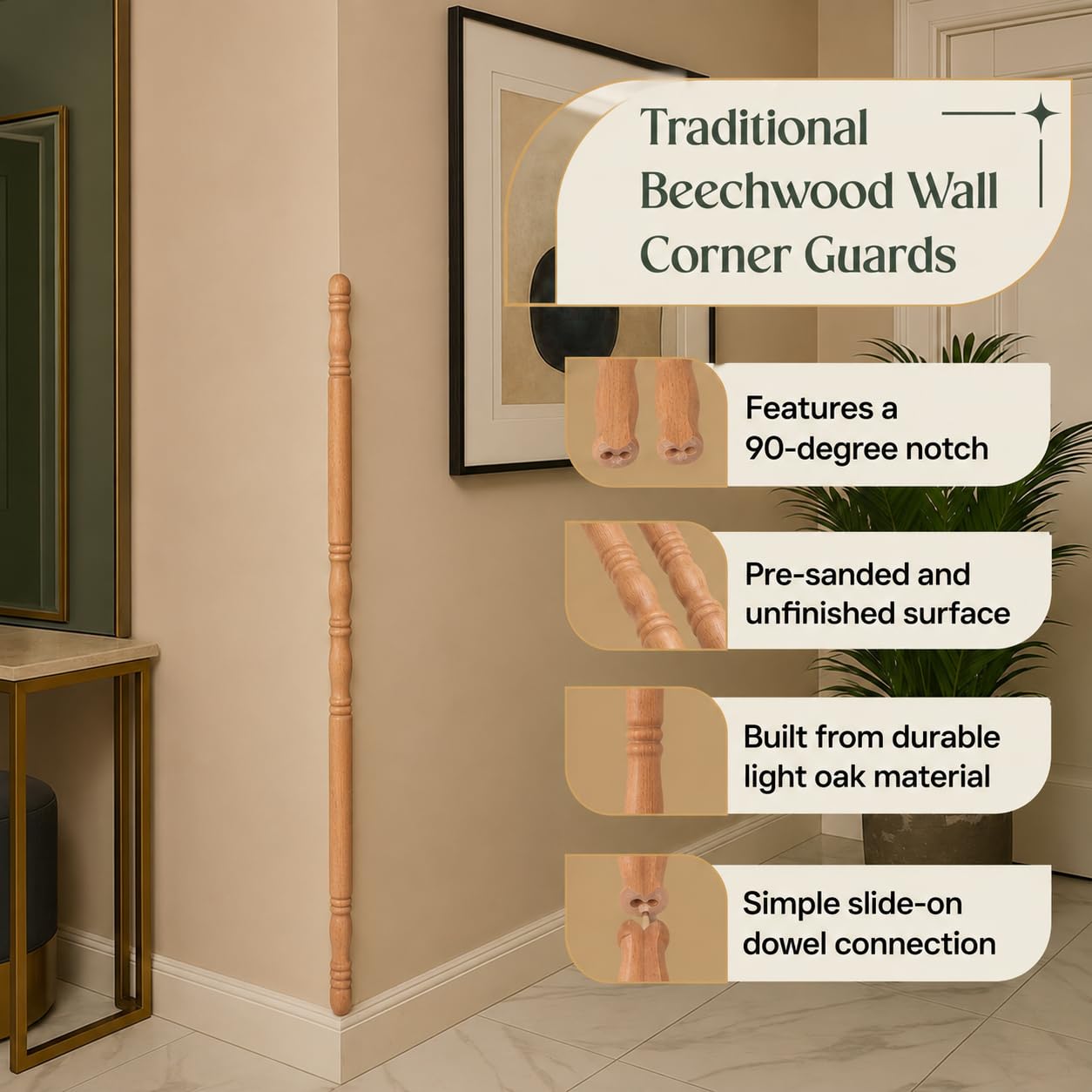 Renovators Supply - Paraspigoli in rovere scuro, protezione per angoli per mobili tradizionali, protezione decorativa da parete, protezione per bordi da parete levigata, protezione per la sicurezza