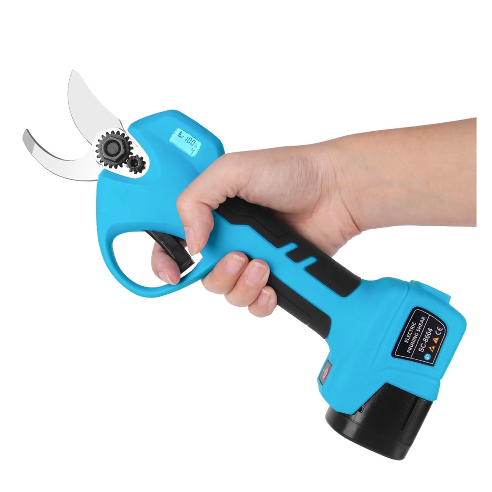 Tijeras de podar eléctricas con pantalla de potencia, 16,8 V, con 2 baterías, cortador eléctrico de ramas de frutas for árboles frutales de 35mm,Serie profesional