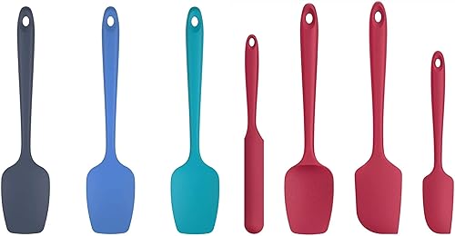 U-Taste Juego de 3 espátulas de cuchara flexible de alta resistencia al calor de 600ºF y 480ºF, juego de 4, utensilios de cocina para hornear