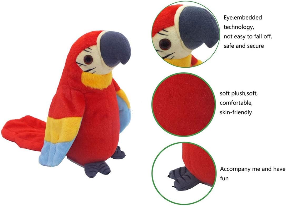 iNszkoos Talking Parrot Repeat What You Say Electronic Mimicry Pet Plush Toy, Funny Pronunciation Talking Parrot Soft Toy - Image 5