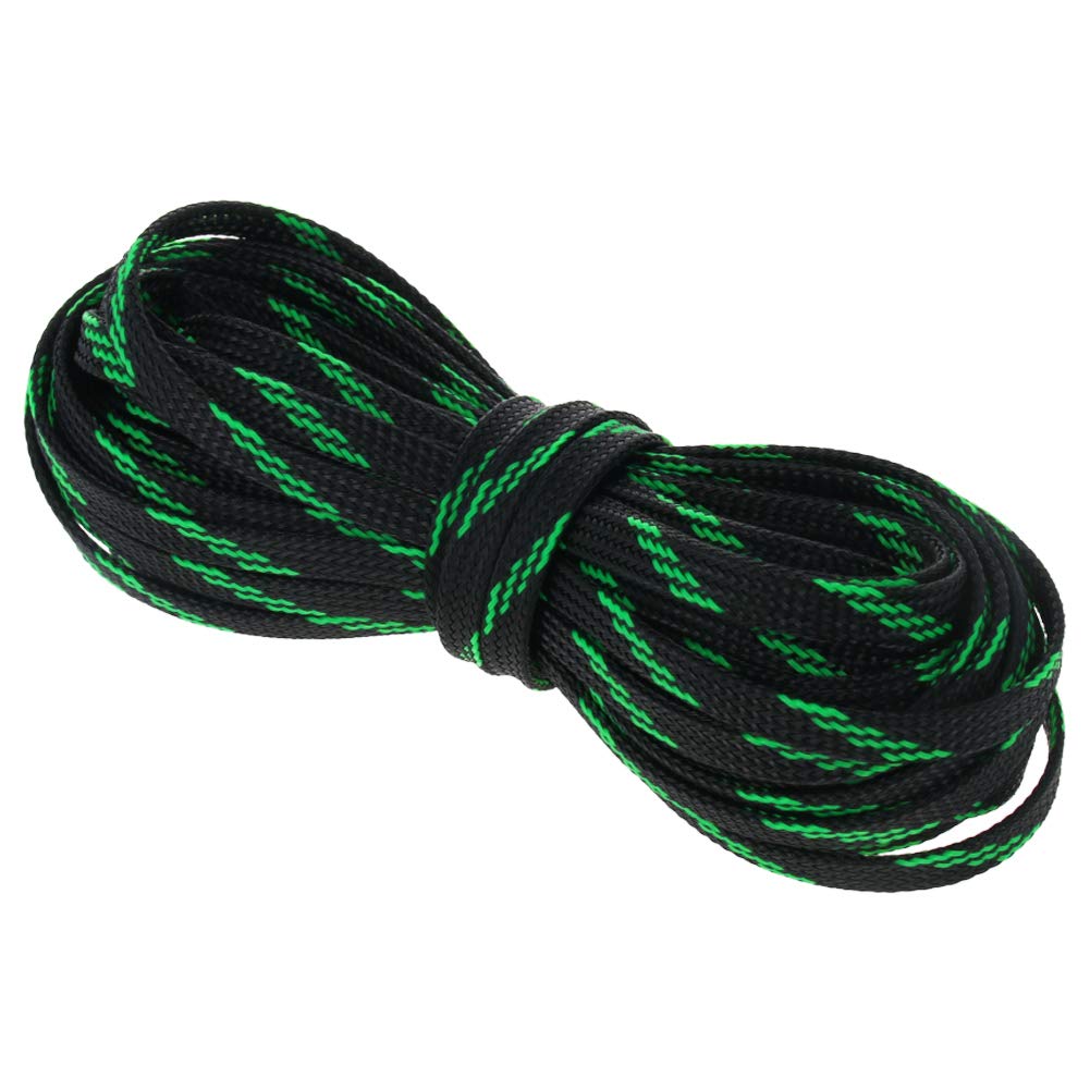 Othmro 10m/32.8ft PET Expandable Braid Cable Sleeving Flexible Wire Mesh Sleeve Black Fluorescent Green