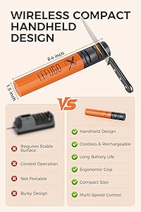 LEFUGO Electric Knife Sharpener, 3 Speed Max 7000RPM Handheld Sharpener for Kitchen Knives, Electric Knife Sharpening Tool of Portable Cordless Rechargeable 2000mAh (Orange)