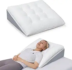 TANYOO Travesseiro de cama para apneia do sono, travesseiro Gerd, camada dupla, triangular, ajustável, suporte macio, ideal para refluxo ácido, após cirurgia, ronco
