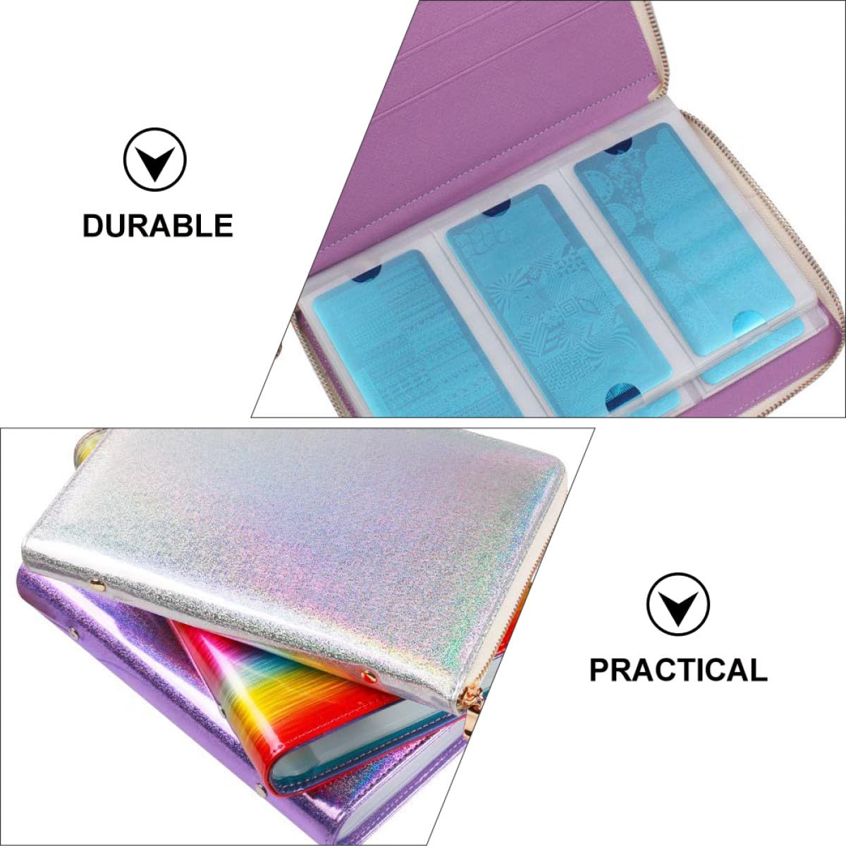 IMIKEYA Bolsa Cremallera para Placas de Estampado de Uñas Estuche Multifuncional para Plantillas Cuadradas de Manicura Soporte Práctico para Almacenamiento de Moldes de Arte de Uñas