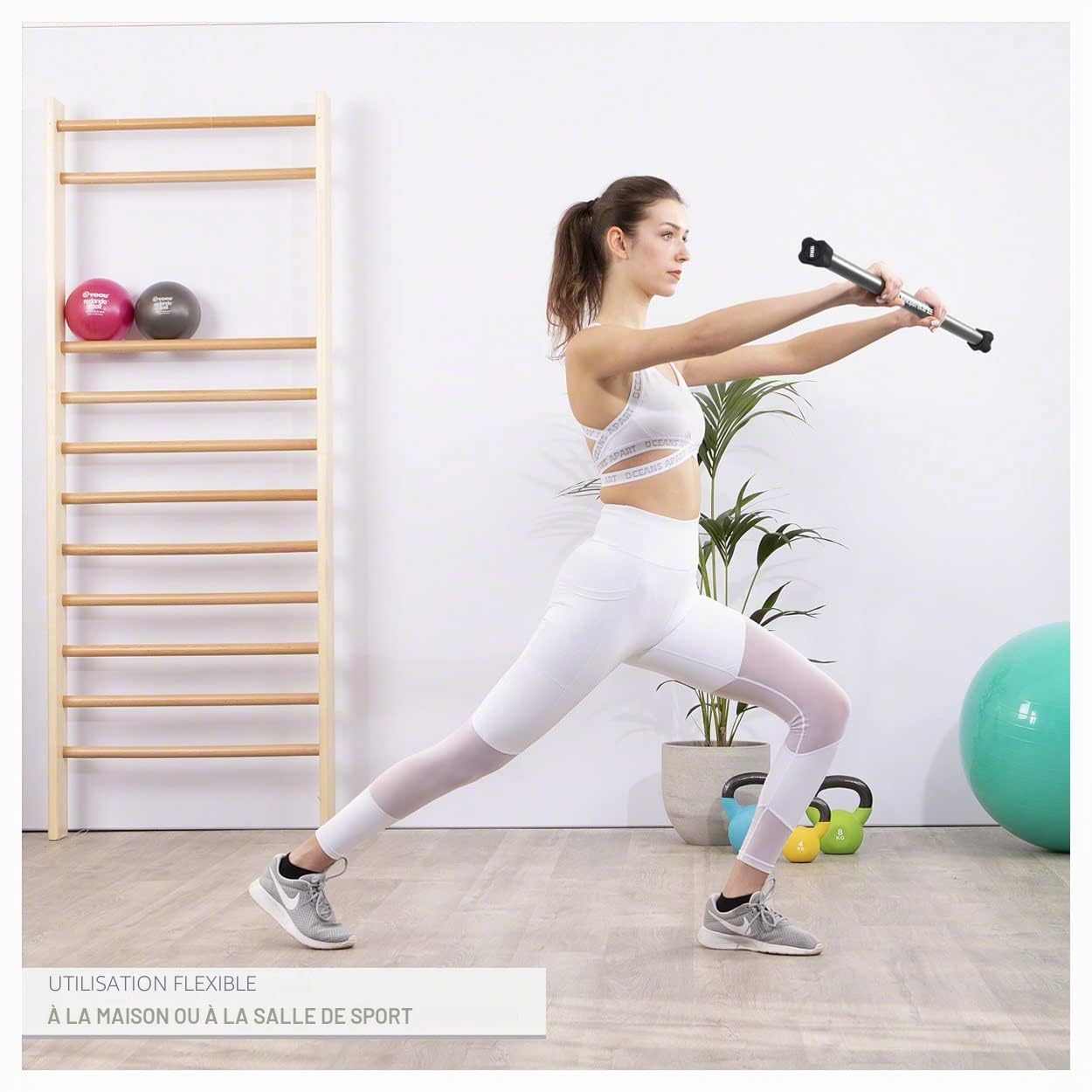 Sport-Tec Barre de poids de 1 à 10 kg, barre d'haltère, barre de poids, support de rangement
