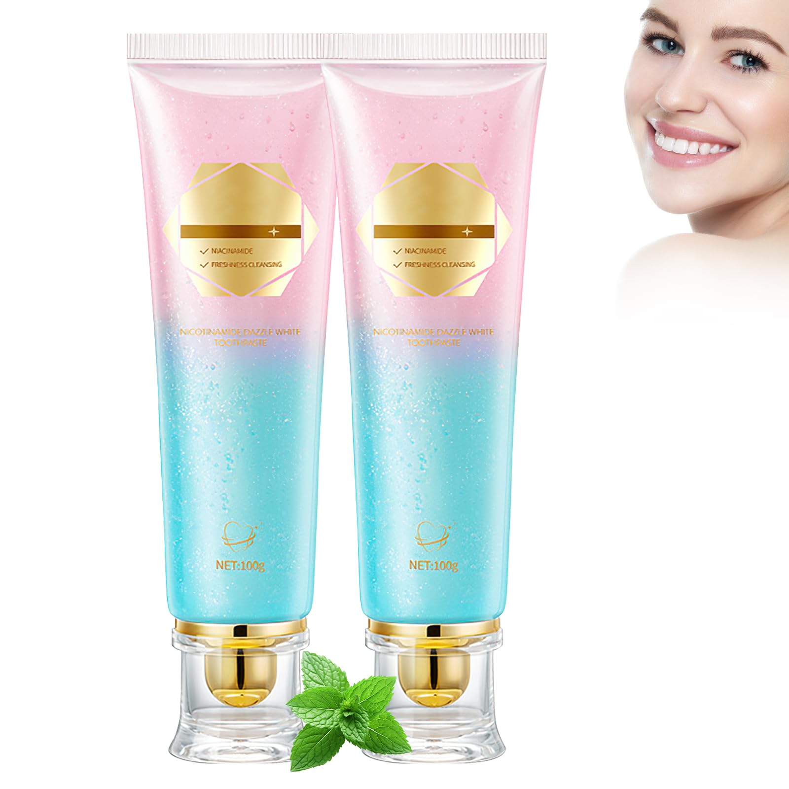 2Pcs Acssart Radiant Niacinamide Intensive Whitening Toothpaste, Niacinamide White Toothpastes, Remove Tooth Stains, Fresh Breath