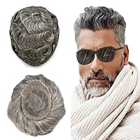 Vista 92 de Toupee - Sistema de cabello humano no quirúrgico para hombres Toupee indetectable de encaje para hombres, extensiones de cabello gris 100% cabello