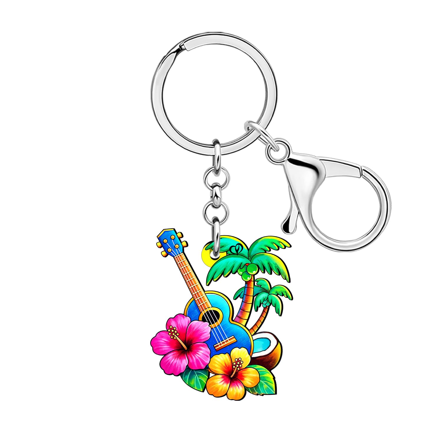 LONYOO Acrylic Fun Beach Keychain Accessories Summer Palm Tree Coconut Charms Ocean Jewelry Beach Lover Gifts for Women Girl