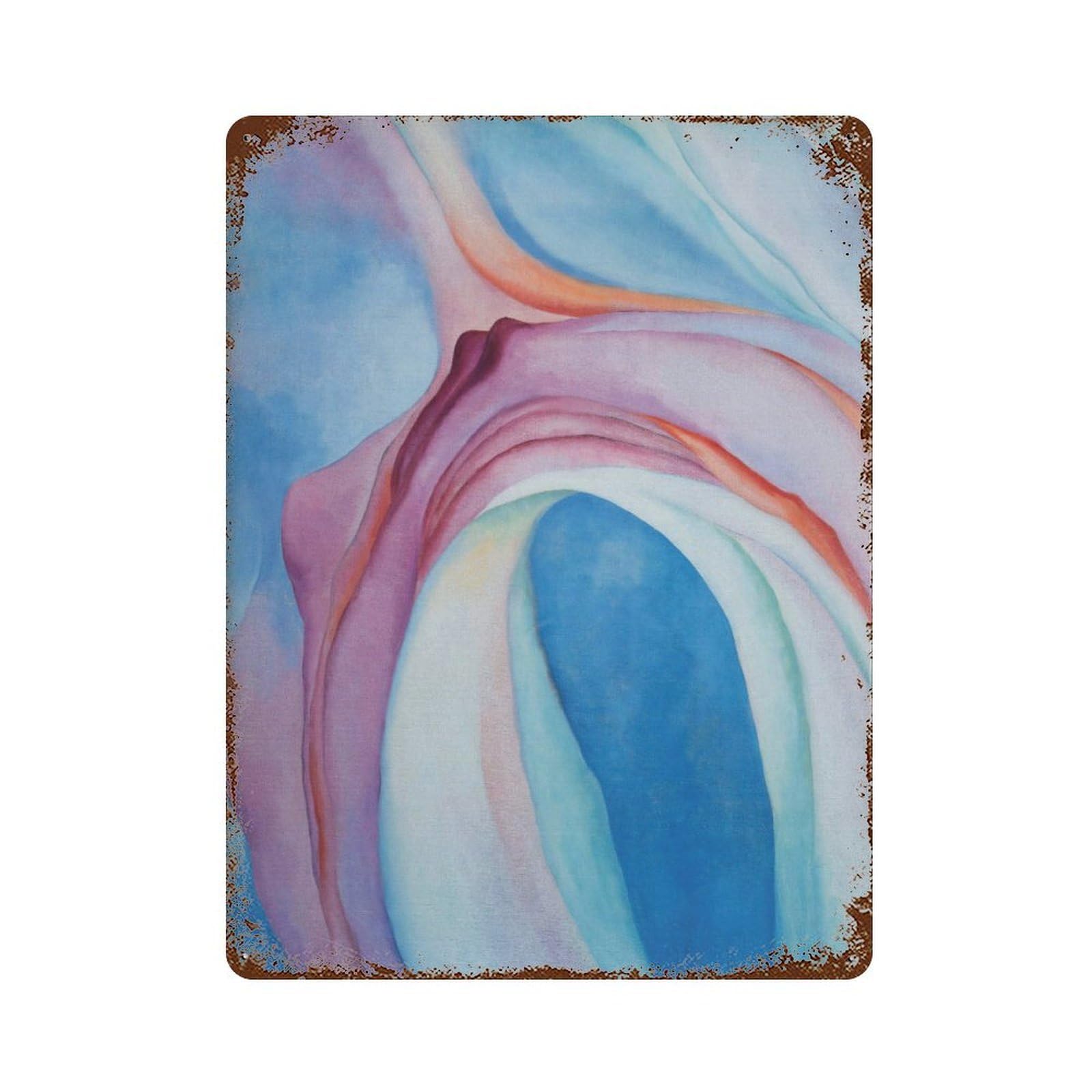 xiaoxiaoshen Georgia O’keeffe Music Pink And Blue Abstract Floral Wall Decor Art Metal Tin Poster Modern Home Decor Art Home Bar Shop Decorations Vintage Sign 40x30cm