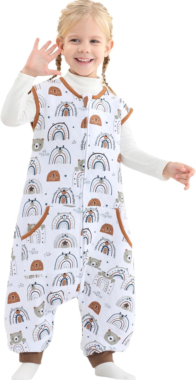 WONDAY Toddler Sleep Sack with Feet, 1.0 Tog Lightweight Sleeping Sacks for Walking with Legs,12 Months 2T