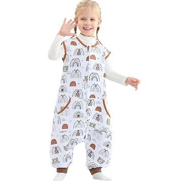 WONDAY Toddler Sleep Sack with Feet, 1.0 Tog Lightweight Sleeping Sacks for Walking with Legs,2T 3T