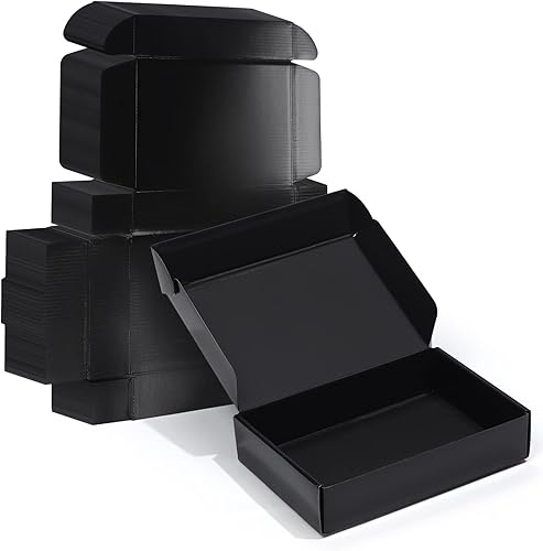 Miniatura 25 de ZBEIVAN Cajas de envío pequeñas negras de 8 x 6 x 4, 20 paquetes de cajas de cartón corrugado para embalaje de regalos de pequeñas empresas con tapas