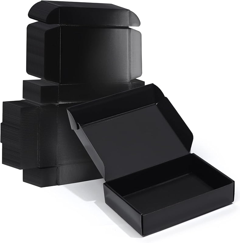 ZBEIVAN 9x6x2 Black Small Shipping Boxes, 20 Packs Corrugated Cardboard Mailer Boxes for Packaging Small Business Mailing Gifts Wrap Boxes with Lids