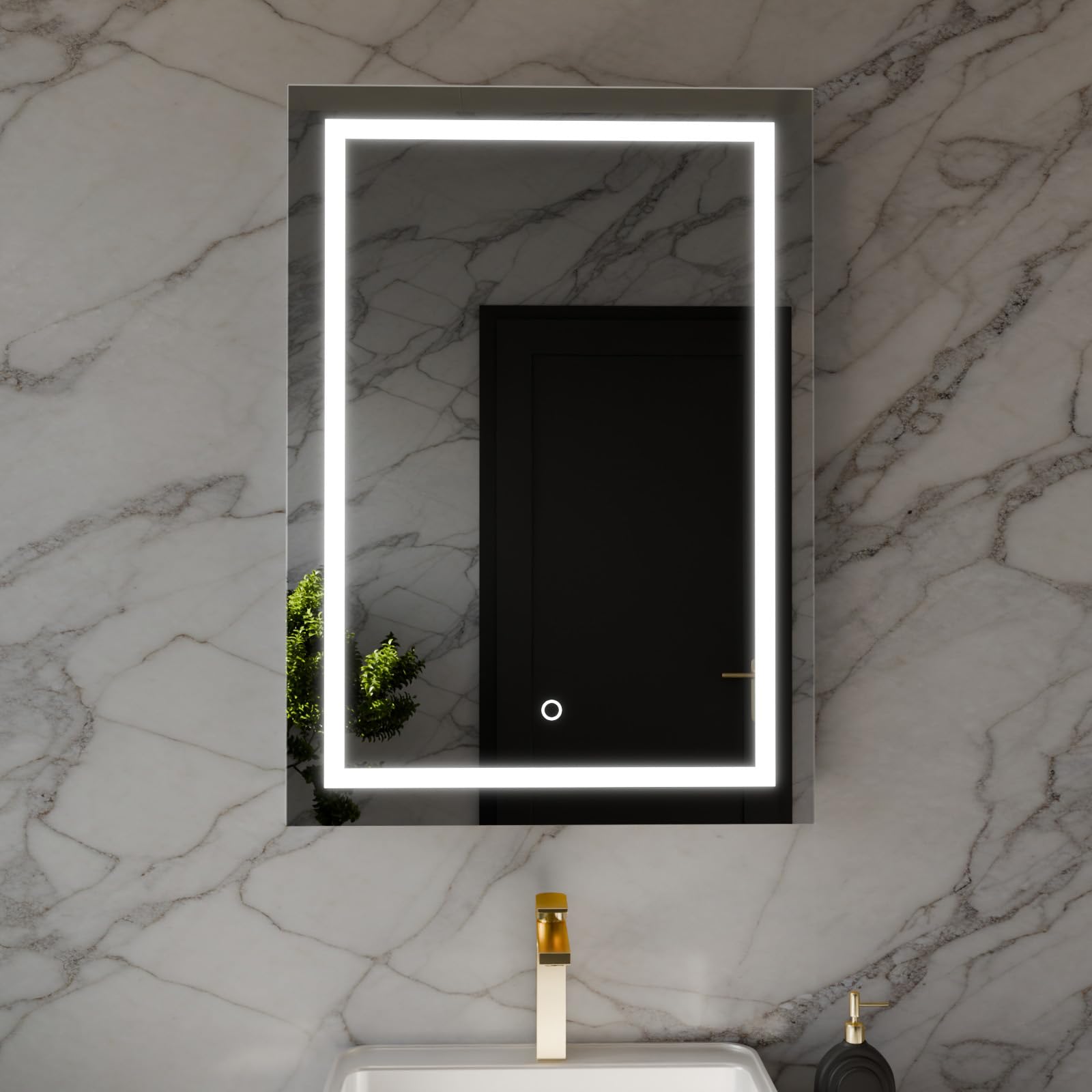Harper & Harlow Cassio Illuminated LED Bathroom Vanity Mirror, 500x700mm, IP44, Adjustable Light Colour, Memory Function, Touch Control, Dimmable, Anti-Fog Demister, Landscape or Portrait Mounting
