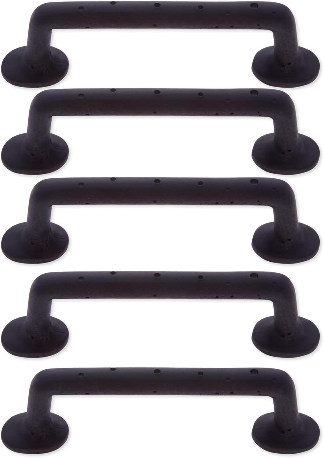 Bedrock Rustic Cabinet Pull Set, 5-Piece – 4" Center-to-Center Rustic Bronze Drawer Pulls, Distressed Finish for Cabinets & Furniture