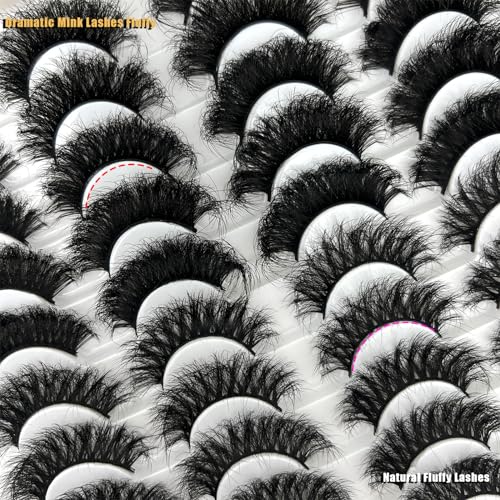 20 Pair Mink Lashes Pack Fluffy 18/20mm Long Cat Eye Volume Wispy Faux Lashes