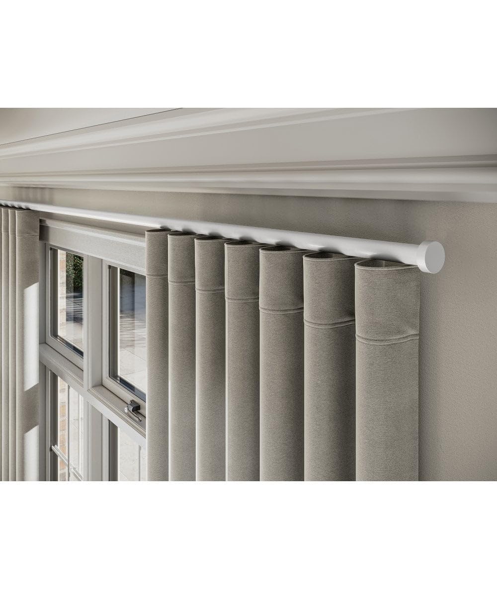 28mm Styleline Corded Gliding Curtain Pole Set with Stud End - White, 430cm