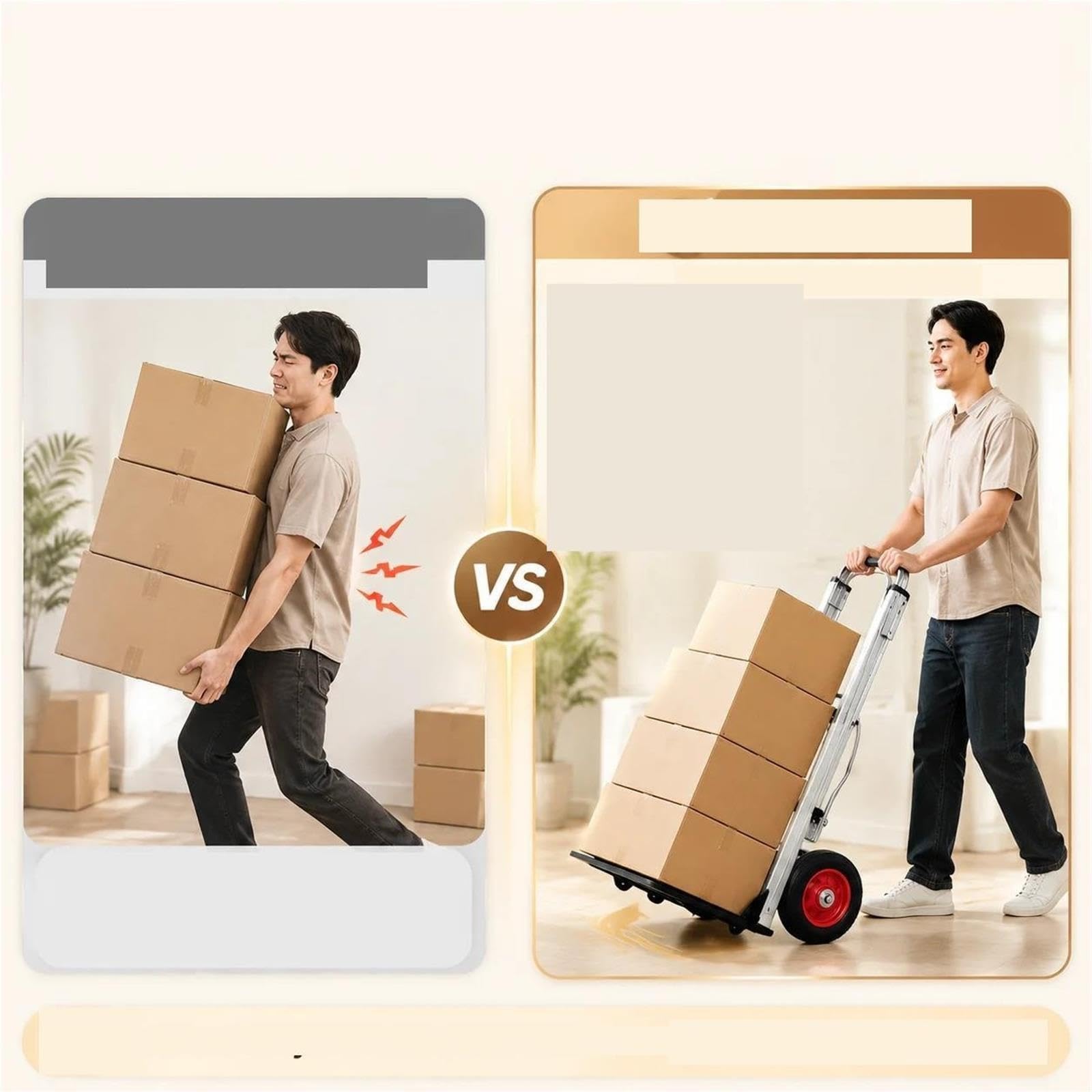 Rodillo de Transporte para Muebles Carretilla de Mano Plegable, Carrito portátil Aluminio Ligero con asa