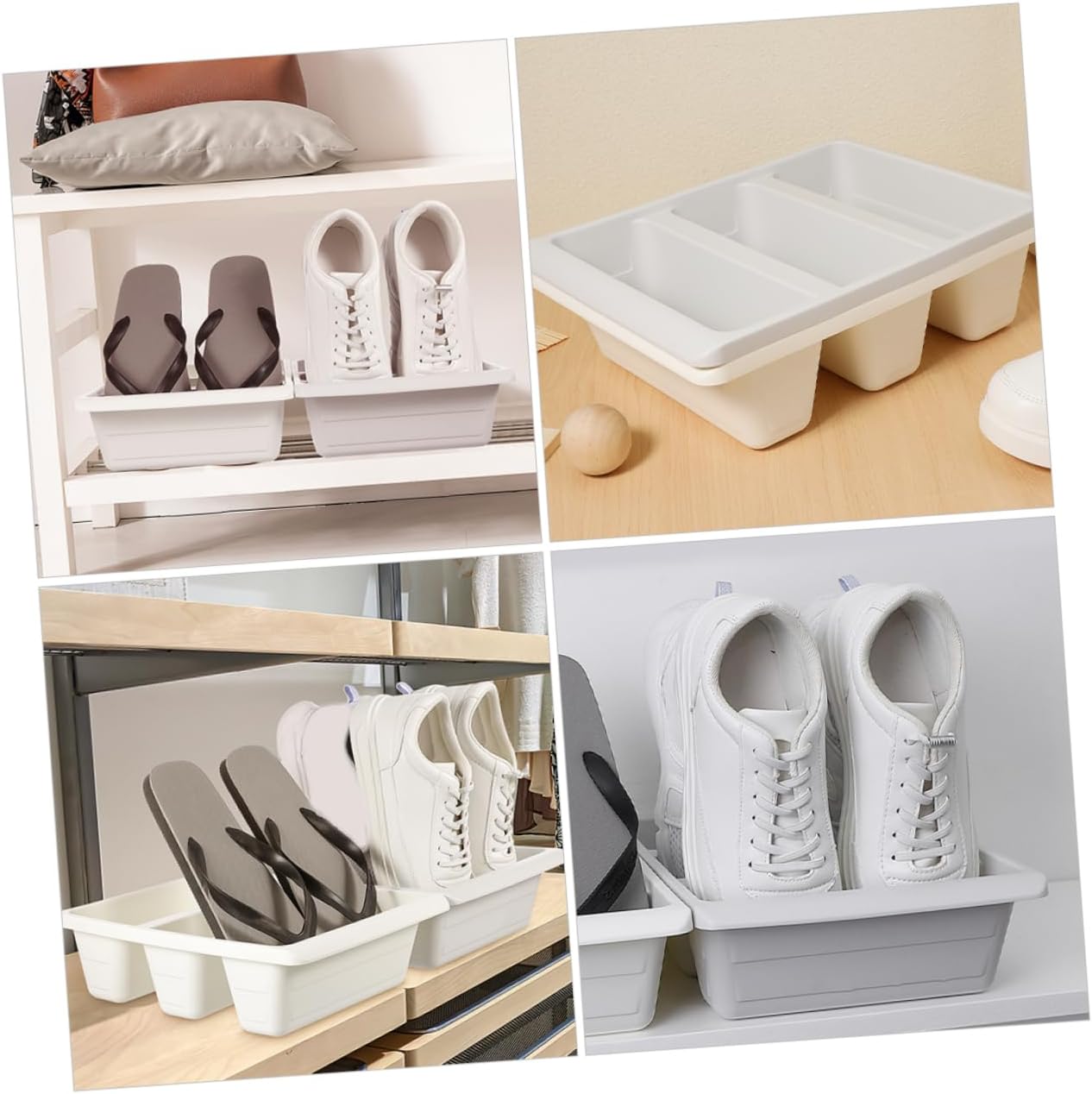 2pcs Entryway Shoe Organizer Rack Closet Shoe Rack Storage Tray Space-saving Holders