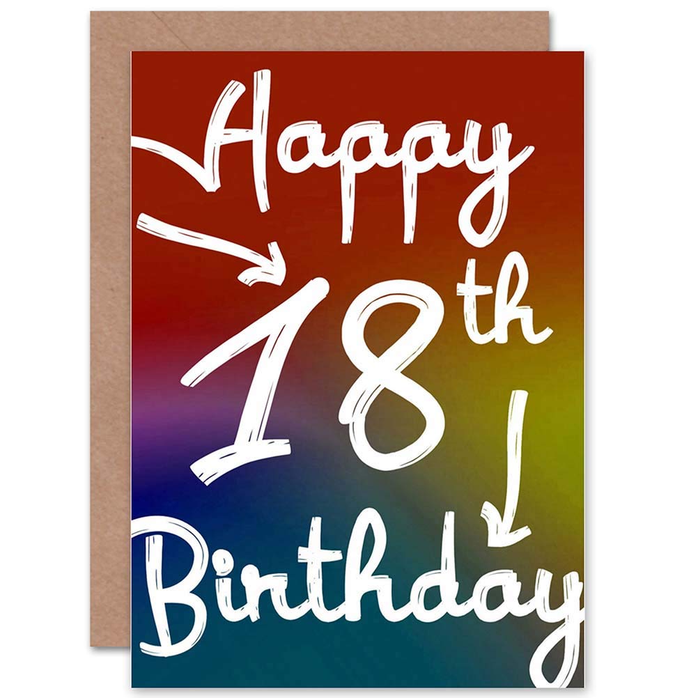 Wee Blue Coo HAPPY BIRTHDAY 18 EIGHTEEN 18TH COLOURFUL ART GREETINGS GREETING CARD