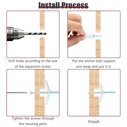 Miniatura 5 de Rierdge 60 pernos de palanca de metal de 18 pulgadas, pernos de anclaje galvanizados de 18 x 2 pulgadas, perno de tuerca de palanca de cabeza