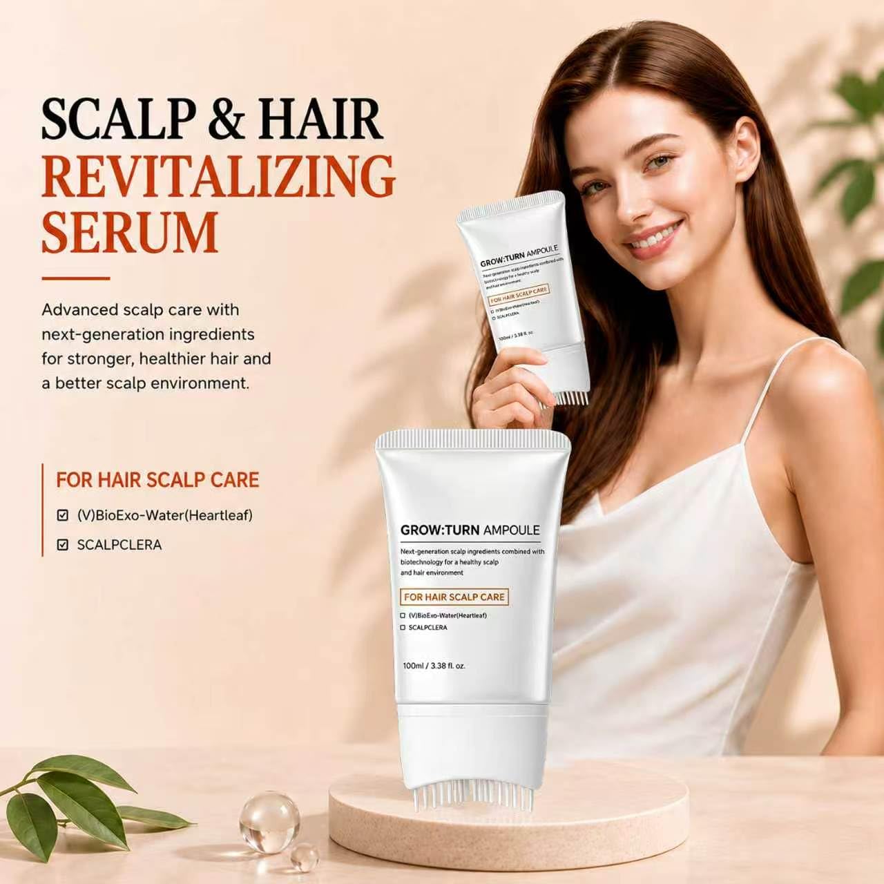 Growth Serum with Built-in Scalp Brush, Scalp Massager for Thinning Hair & Scalp Care, 3.38 fl oz