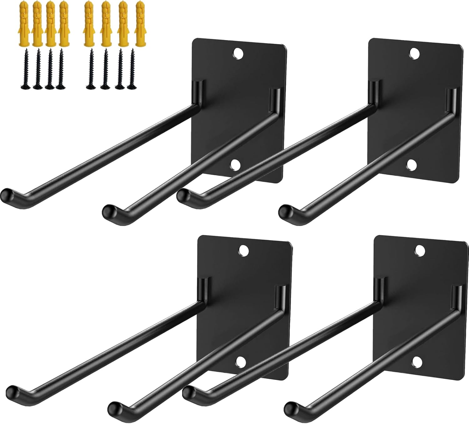 2-Pack Heavy Duty Garage Hooks, 12” Wall Mount Storage Hooks for Chairs, Beach Chairs, Strollers, Ladders, Garden Tools, Hoses – Garage Organizer Solution (4)