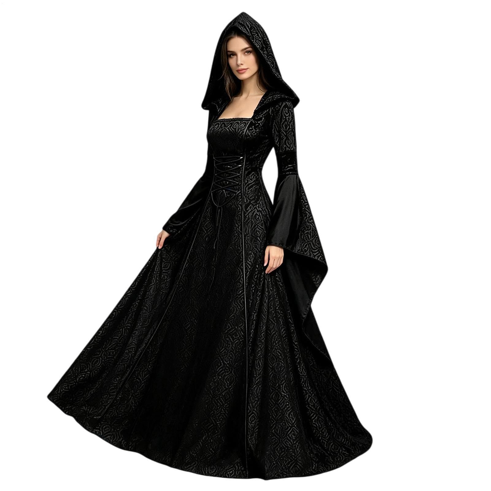 Abito medievale con cappuccio, 700 g, stile gotico, per Halloween, cosplay