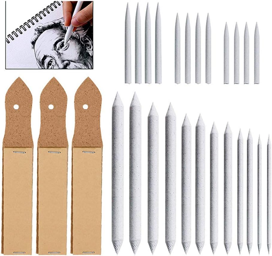 Paper Pencil Sketch Rub Paint Paper Brush Pen Blending Stumps and Tortillions Paper Art Blenders Drawing Art Blenders (12PCS)