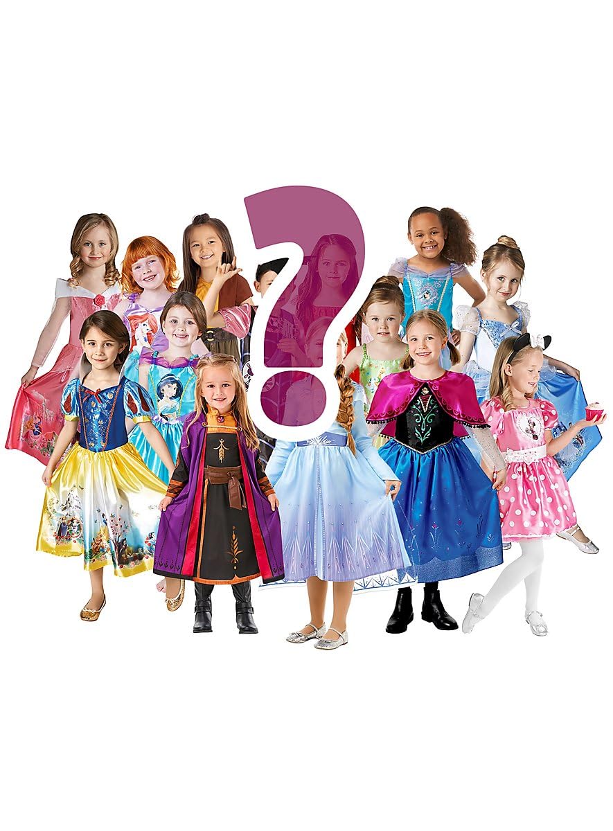 Rubies Kostüm-Überraschungsbox Disney für Mädchen - Größe 122-128 – Enthält 3 zufällige Prinzessinnen- oder Heldinnen-Kostüme (z.B. Elsa, Minnie, Schneewittchen) – Das perfekte Geschenk-Set