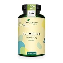 Vegavero BROMELINA Forte Drenante | 1.300 mg (5.000 F.I.P., g) | con Capsule Gastroresistenti Drcaps | Enzima digestivo dell’Ananas | Integratore Diuretico | Vegan