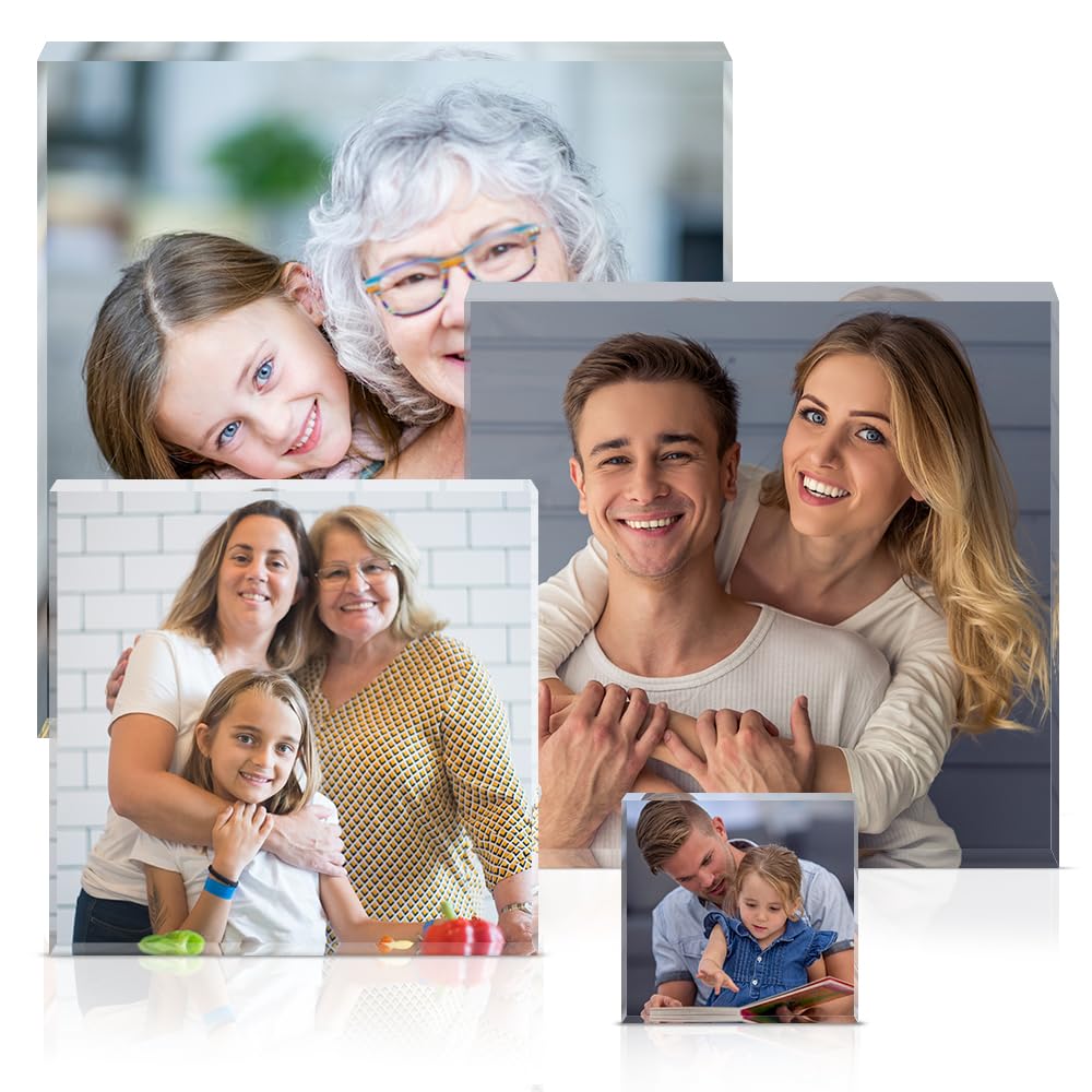 Personalised Photo Gifts Acrylic Block Plaque Personalised Photo Christmas Gifts for Man Women Him Family Gifts Acrylic Photo Block Frame with Any Picture