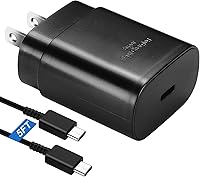 Vista 19 de Cargador súper rápido tipo C, cargador de pared USB C de 25W, bloque de carga rápida y cable de 8 pies para Samsung Galaxy S25/S24/S24