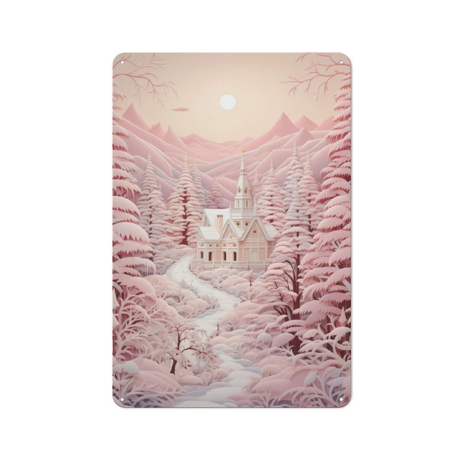 Metal Wall Sign 30x20cm Featuring Powder Pink Winter for Workshop Wall, for Makers And DIY Enthusiasts