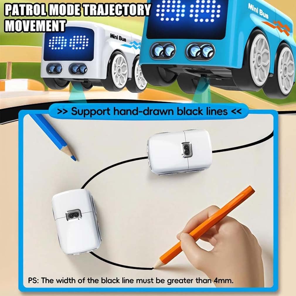 Magic Mini Rc Bus, 2026 Verbessertes RC-Fernsteuerungs-Sensor-Auto mit Gestensteuerung, automatischer Ausweichfunktion für Fahrzeuge,Patrouillenlinien-Fahrspielzeug mit 5 Modi,2.4GHz RC Autos (Blau)