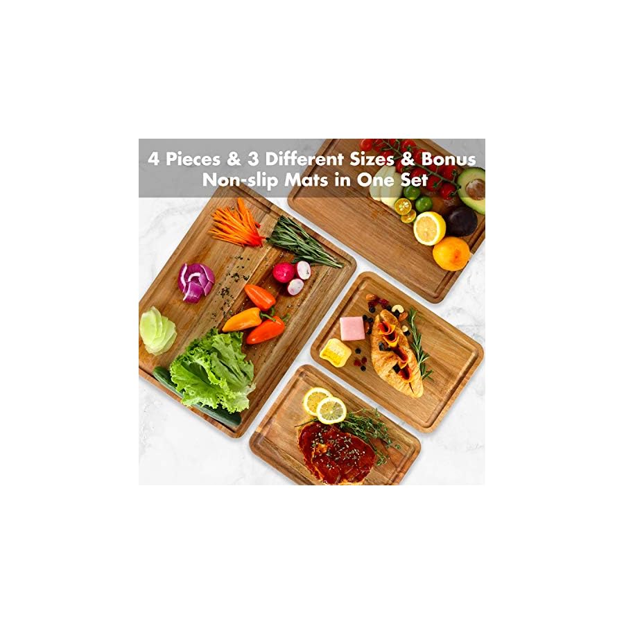 AZRHOM-Large-Wood-Cutting-Boards-Set-of-4-for-Kitchen-Cheese-Charcuterie-Board-Gift-Box-Included-Acacia-Butcher-Block-with-Non-slip-Mats-Juice-Groove-and-Handles-16x12-14x10-double-11x8-inch AZRHOM Large Wood Cutting Boards Set of 4 for Kitchen Cheese Charcuterie Board (Gift Box Included) Acacia Butcher Block with Non-slip Mats, Juice Groove and Handles (16x12, 14x10, double 11x8 inch)