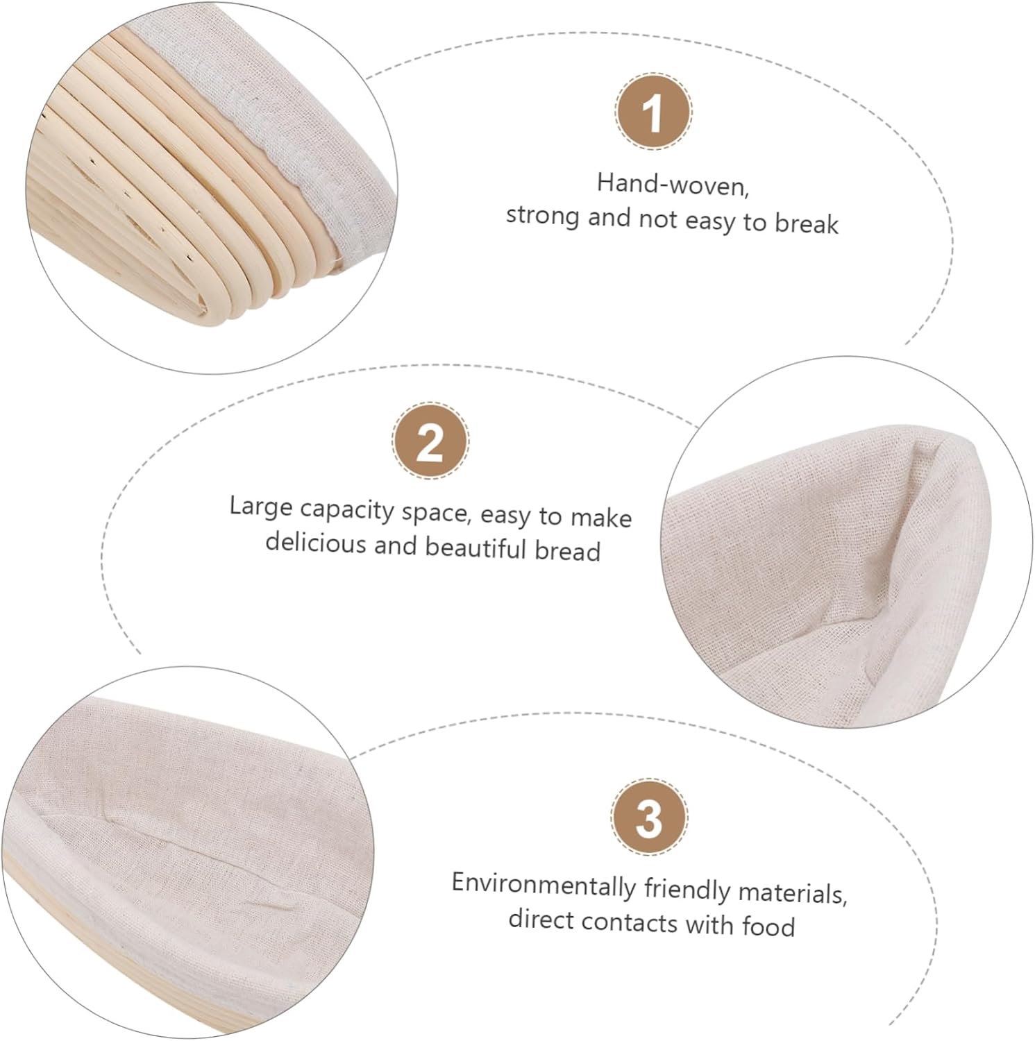 Woven Bread Baking Basket Set Rectangular Bread Proofing Basket for Time-consuming Bread