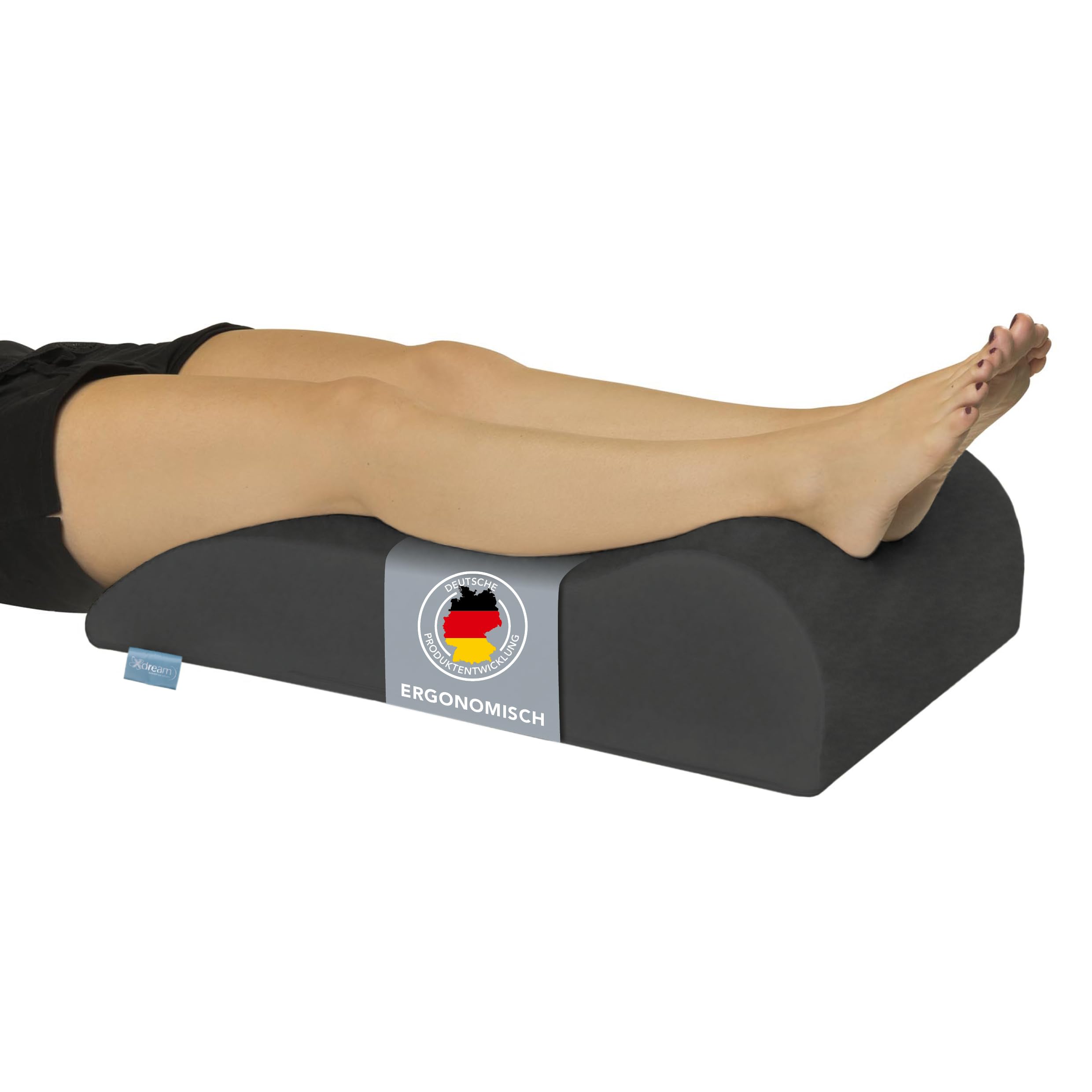 XDREAM Coussin veineux pour les jambes | ergonomique | a une fonction de soutien et de soulagement | Housse amovible et lavable | certifié Öko-Tex | gris