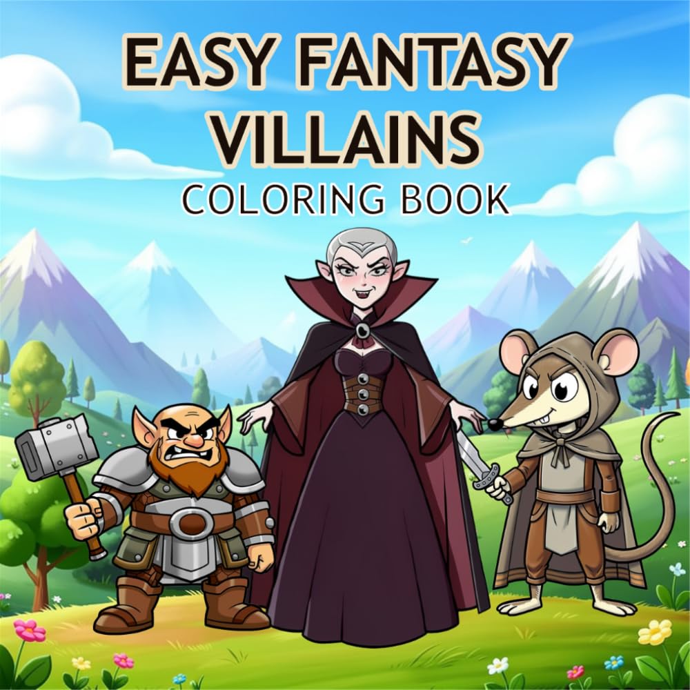 Easy Fantasy Villains Coloring Book: Cute and Simple Fantasy Villains for Kids, Beginners, and Stress-Free Coloring Fun (Easy Fantasy Coloring Books)