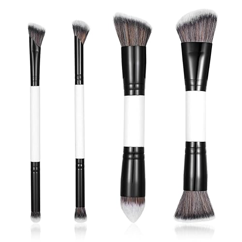 4 Pcs Foundation Contour Conceal Brush Set Dual-ended Eyeshadow Makeup