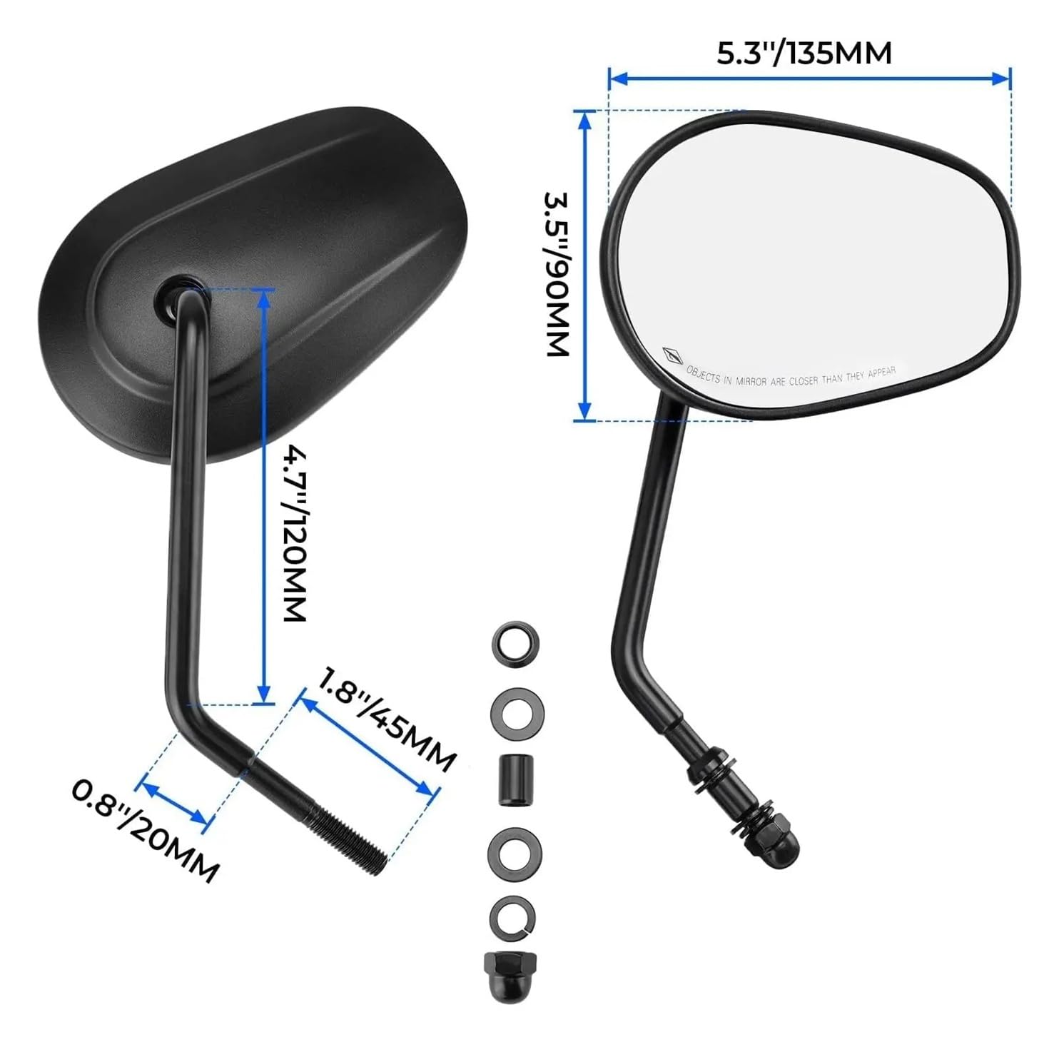 motos Miroir vélo Rétroviseurs Latéraux De Moto 8 Mm Pour Softail, Pour Dyna, Pour SPORTSTER XL 883, 1200, CVO, FXDB, FXDF(1Pair Sliver)