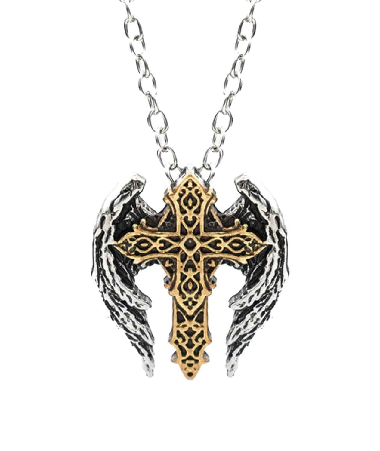 Chain for Man, Archangel Wings Cross Necklace, Pendant for Men, Gothic Jewellery, Men Accessories Stylish, Chain for Boys