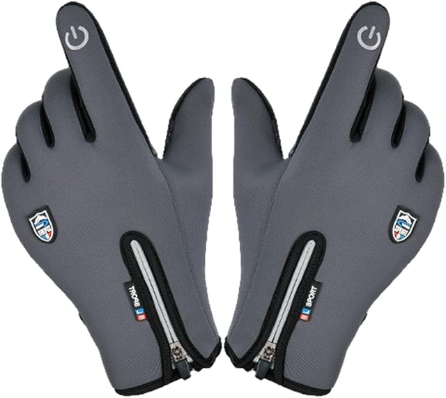 TouchScreen Winter Gloves, Zipper Winter Gloves for Men Women, Cold Weather Warm Gloves Freezer Work Gloves Soft Flannel Lining Anti-Slip Silicone Gel Suit for Running Driving
