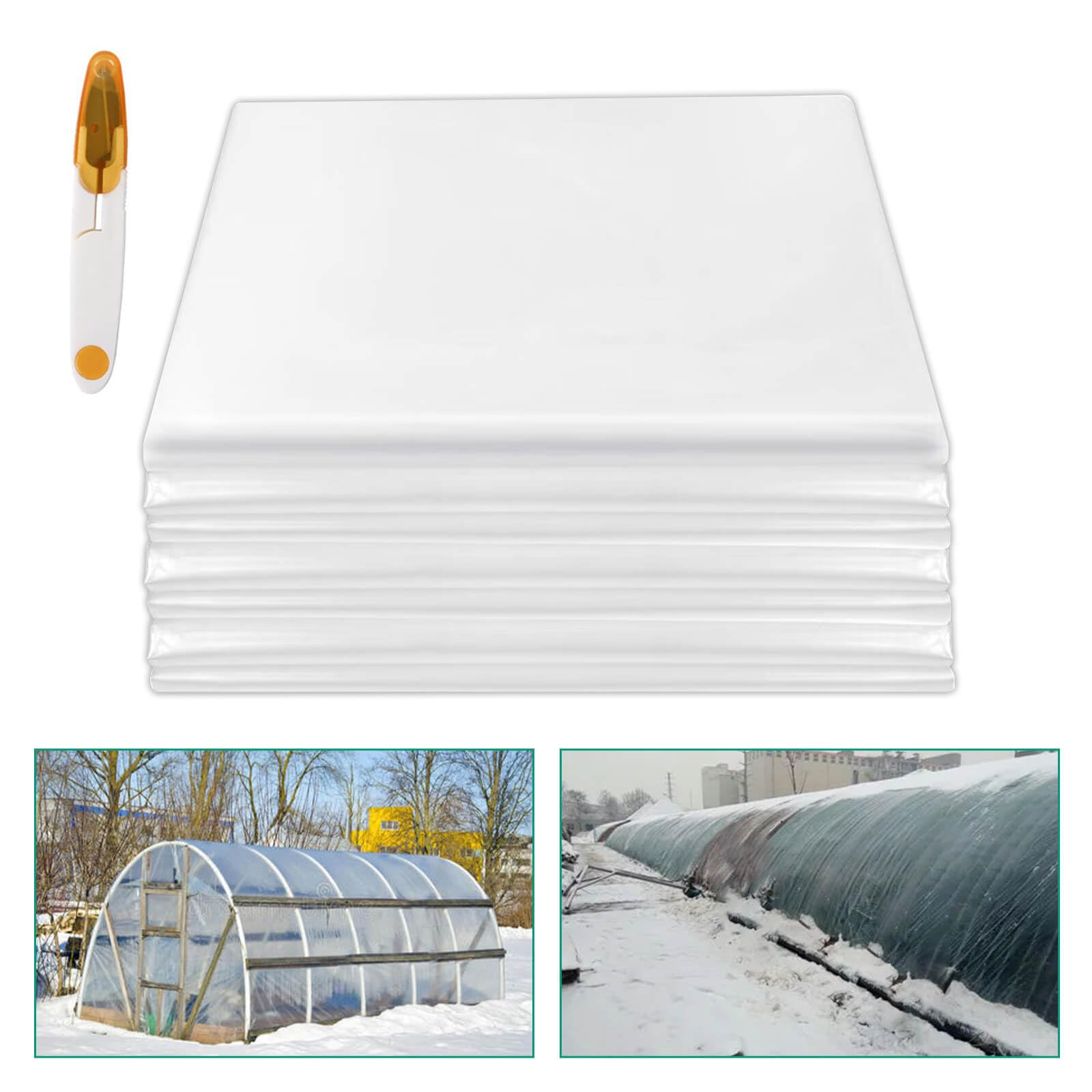 Cubierta de plástico para invernadero de 6 mm, lámina de plástico de invernadero de 25 x 40 pies de grosor, película de plástico antigoteo para jardinería, agricultura, plantas de