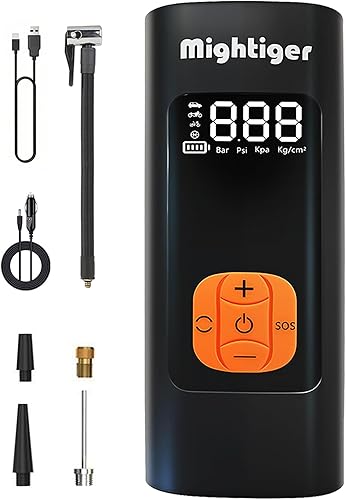 Inflador de neumáticos, compresor de aire portátil, inalámbrico, mini bomba de aire automática con manómetro digital, 150 PSI, inflado rápido y