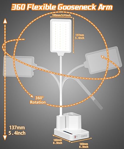 Miniatura 8 de Lámpara de escritorio, lámparas de escritorio LED para oficina en casa con 2 puertos de carga USB, tomacorrienteorganizador, lámpara de escritorio