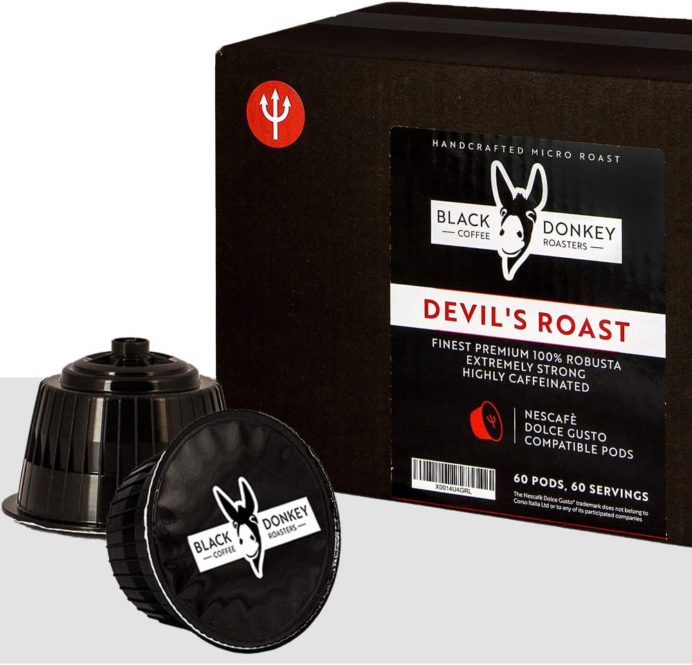 DEVIL'S ROAST | Extra-Strong Highly Caffeinated Bold Coffee | 60 Pods Compatible with Dolce Gusto®* machines