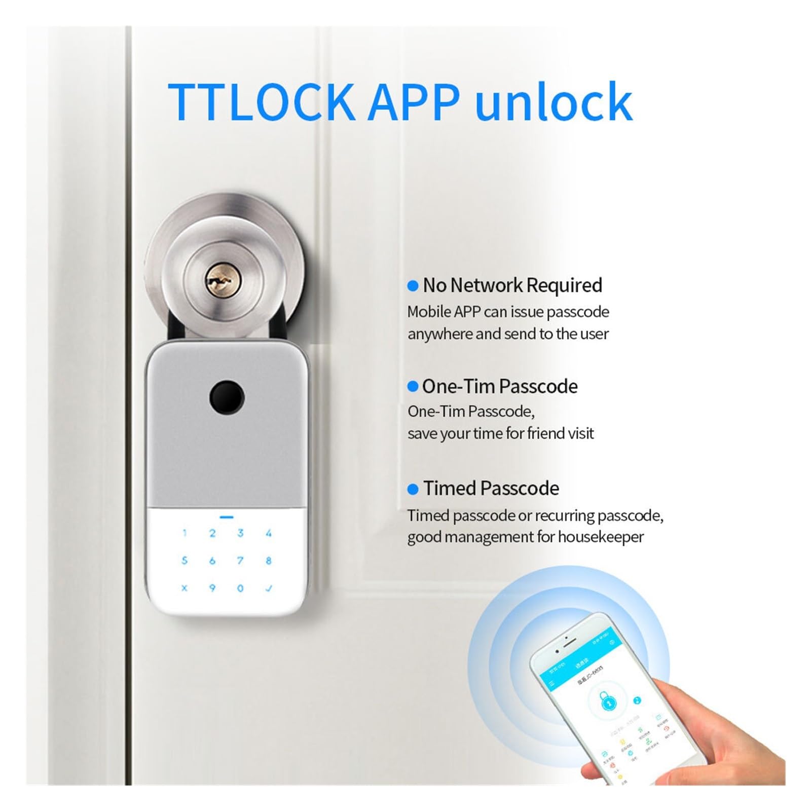 Safe, Schlüsseltresor TTlock APP Finrabdruck Digitaler Schlüsselkasten App Fernzugriff Wandmonta-Kombinationssicherheits-Schließfach(TTLOCK-Password)