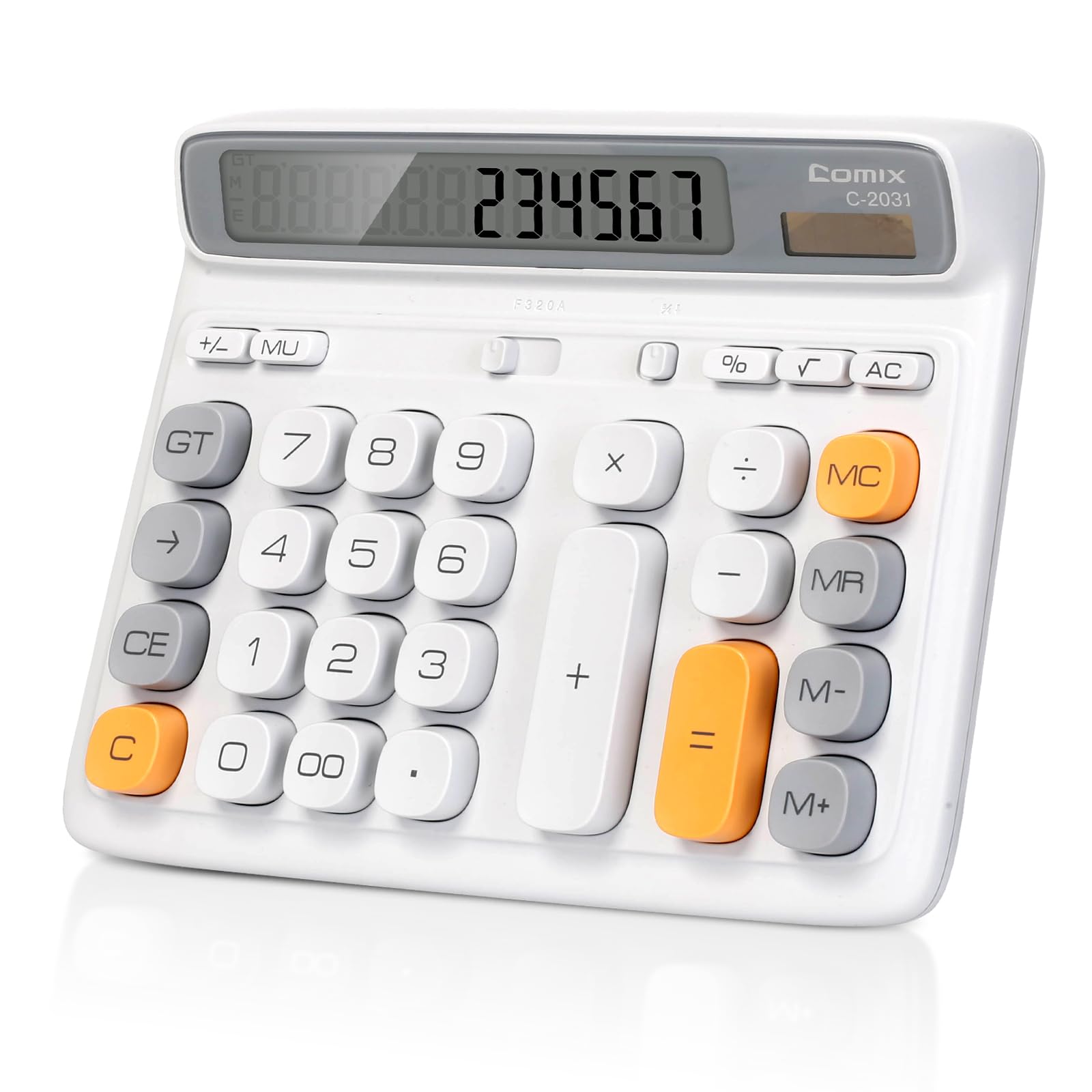 Comix Desk Calculator with 12 Digits Large LCD Display, Solar Battery Dual Power, Large Computer Keys Basic Calculator for Home Office School