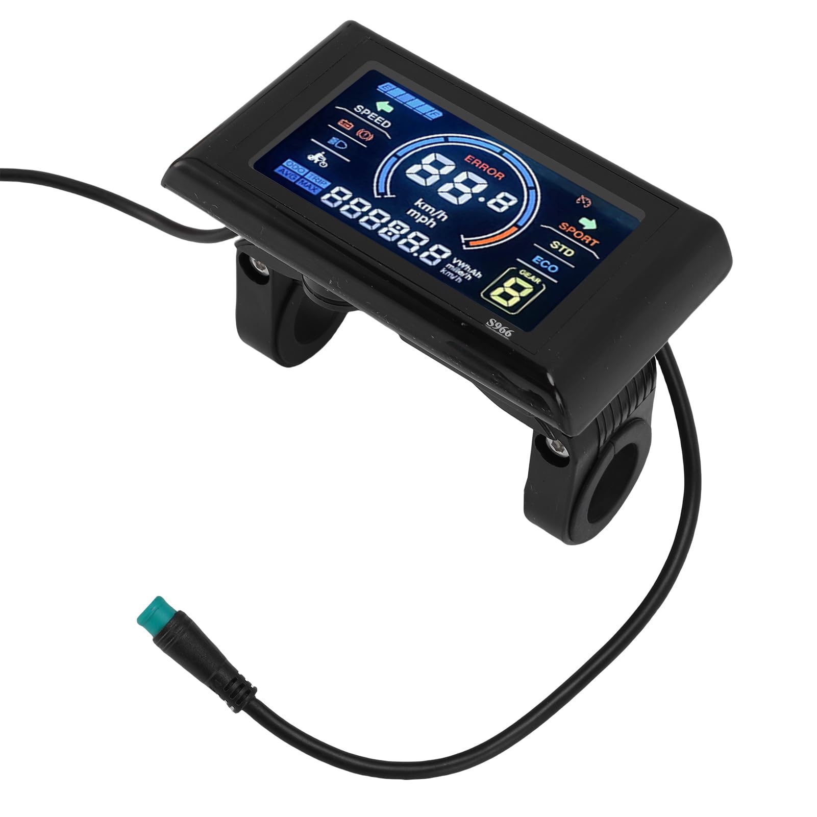 Cocoarm Display a Colori per Bici Elettrica, Schermo LCD per Bici Elettrica ABS con NFC e Connettore a 5, Ampio Schermo Impermeabile per Manubrio da 22,2 Mm, per Ciclisti e Pendolarismo